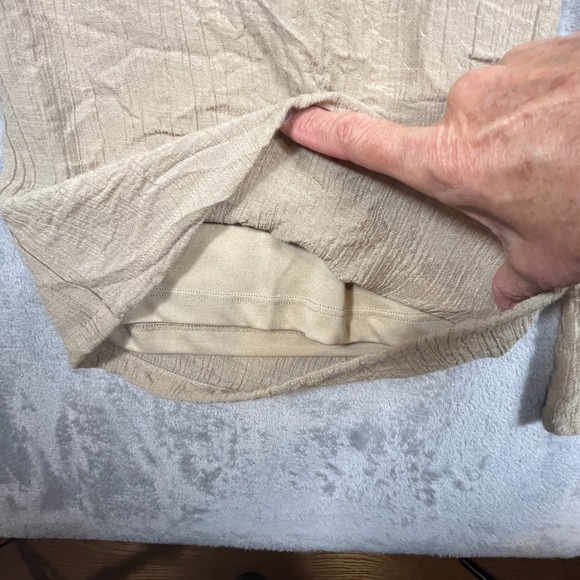 Artesia Wide Leg Loose Fit Pants Womens XL Crepe w/Lining Tan Intricate Waist - Picture 2 of 10